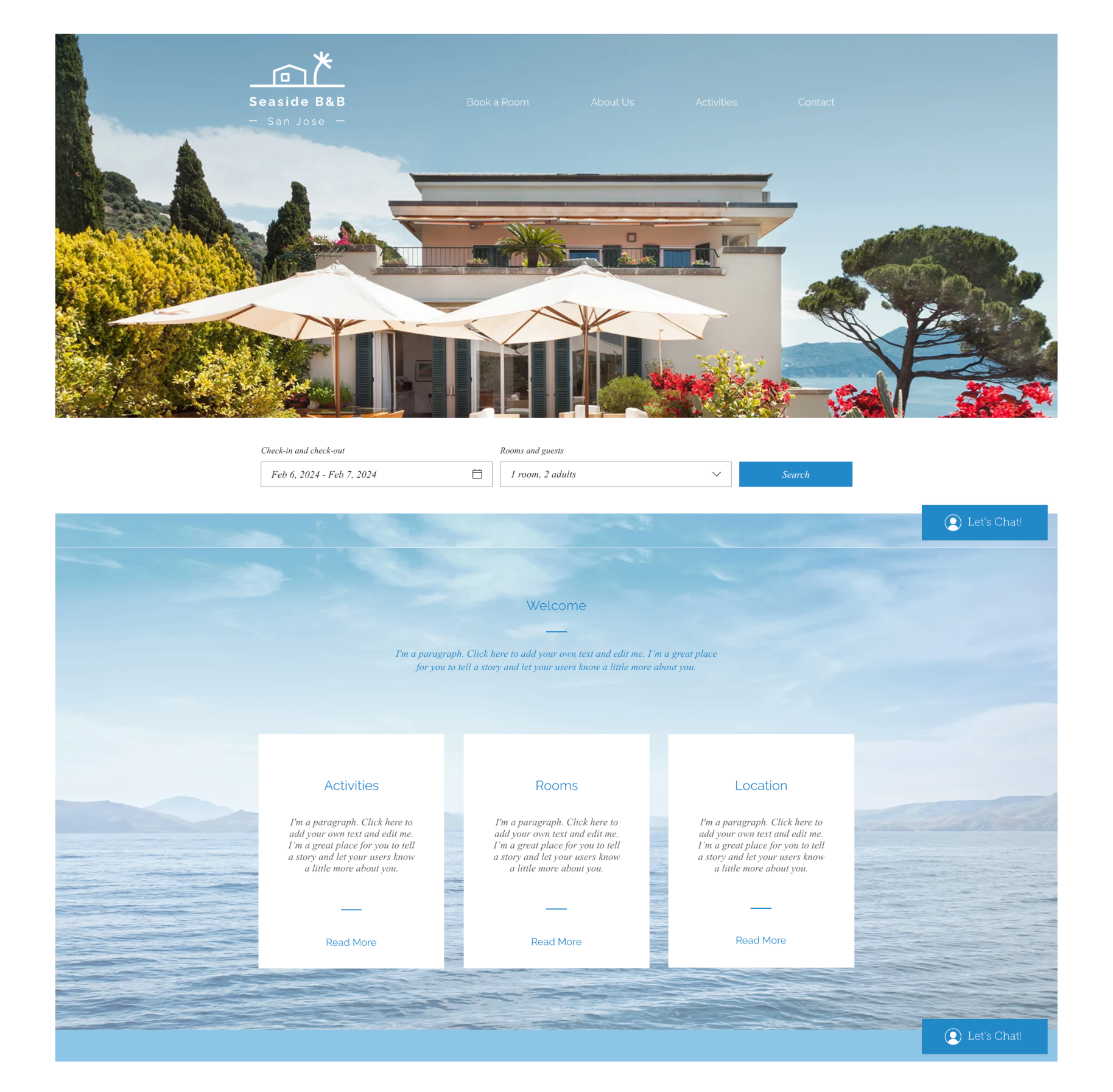 Wix Template Hotel